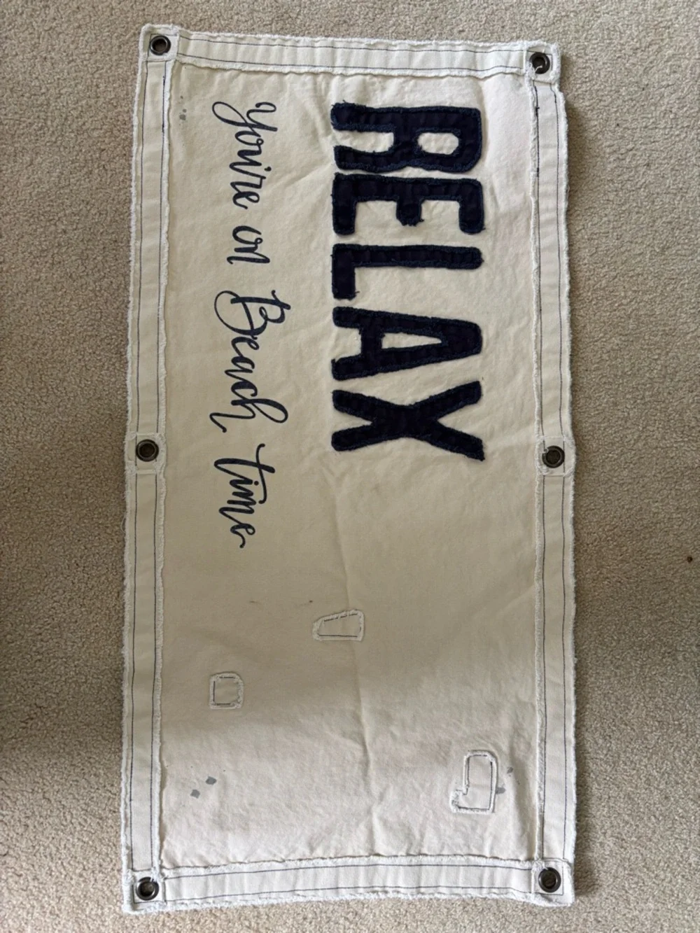 RELAX Beach Wall Banner - White and Navy
